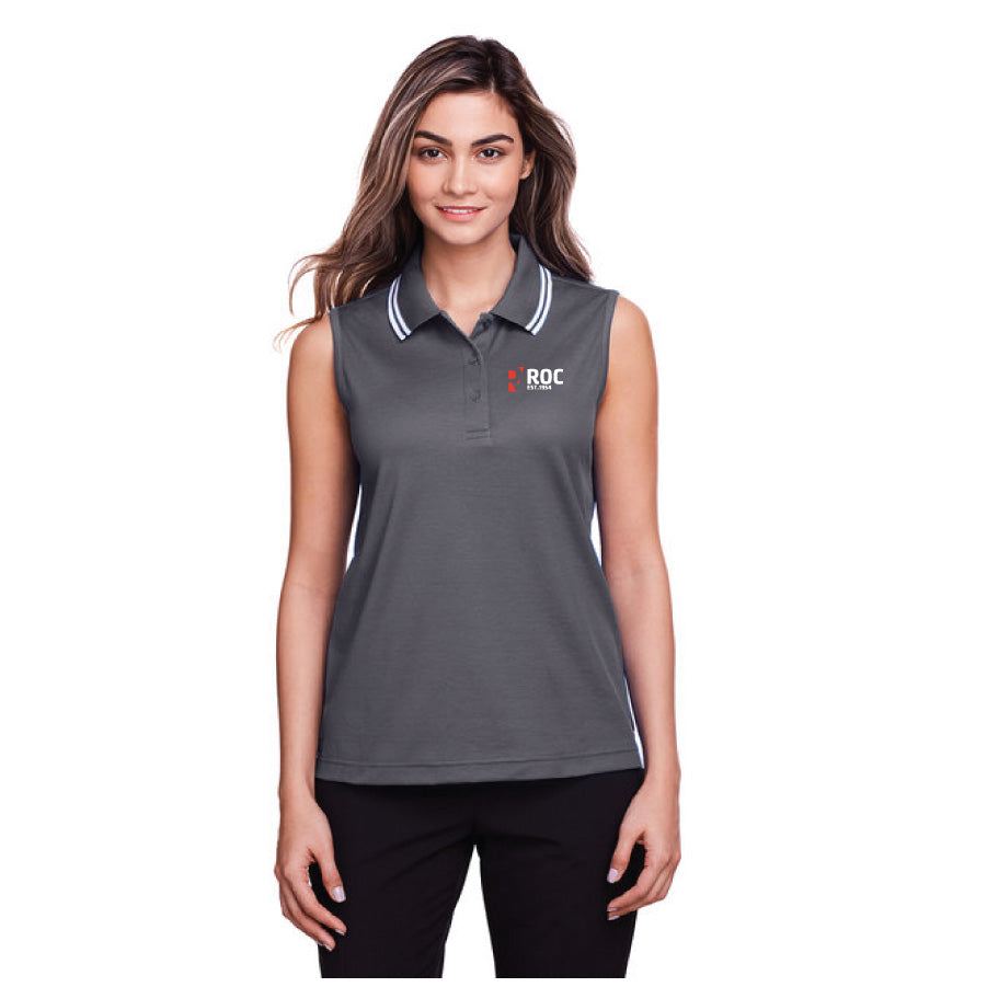 Ladies' CrownLux Performance™ Plaited Tipped Sleeveless Polo